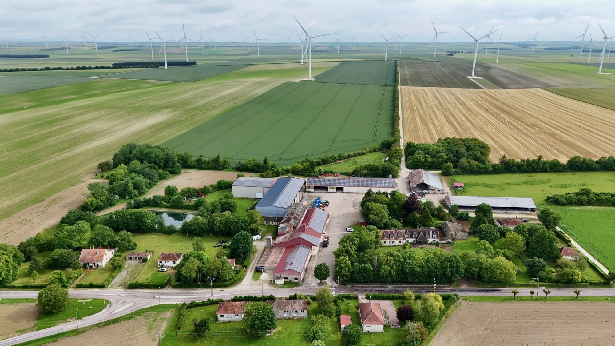 Bonne Voisine farm and surrounding agricultural fields